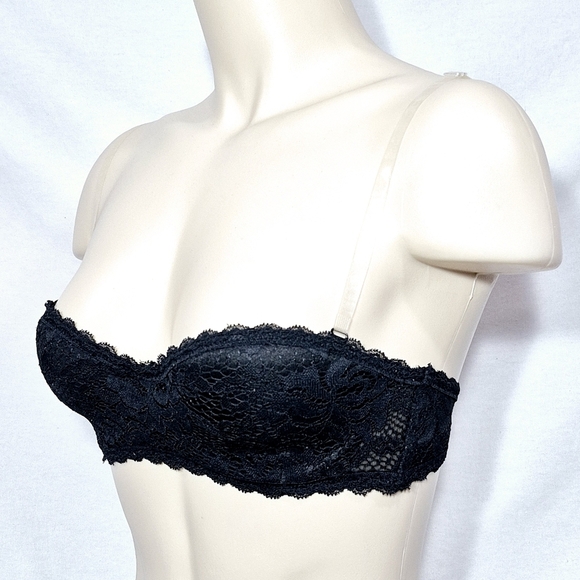 32AA Xhilaration Lace Lightly Lined Convertible‎ Strapless UW Bra Black NWT - Picture 4 of 6